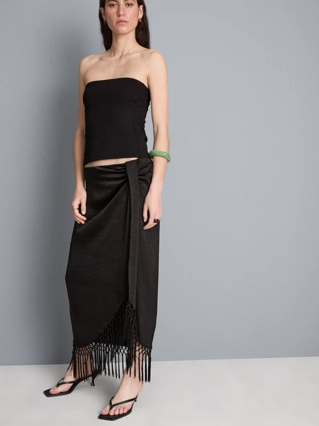 Satin fringe midi skirt Satin fringe midi skirt