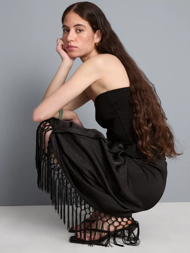 Satin fringe midi skirt Satin fringe midi skirt