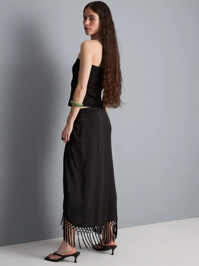 Satin fringe midi skirt Satin fringe midi skirt