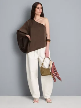 Satin one-shoulder asymmetrical top