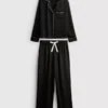 Satin piped boyfriend pajama set Satin piped boyfriend pajama set