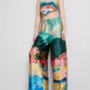 Satin scenic print beach pants Satin scenic print beach pants