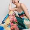 Satin scenic print beach pants Satin scenic print beach pants