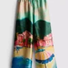 Satin scenic print beach pants Satin scenic print beach pants