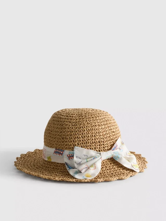 Scallop trim woven hat Scallop trim woven hat