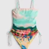 Scenic-print ruched swimsuit Scenic-print ruched swimsuit