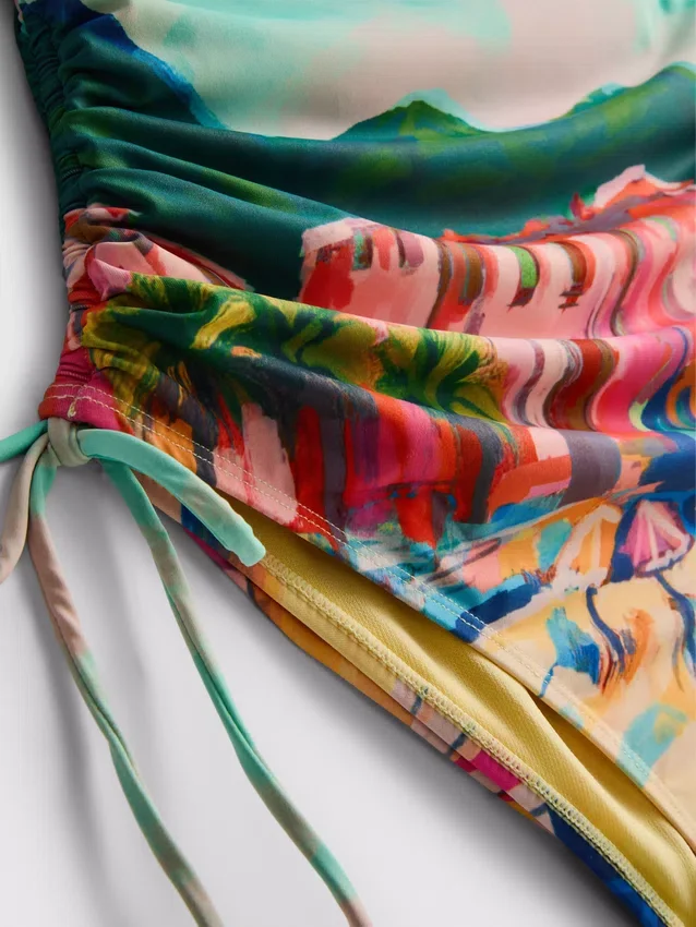Scenic-print ruched swimsuit Scenic-print ruched swimsuit
