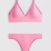 Seamless padded triangle bra and thong set Seamless padded triangle bra and thong set