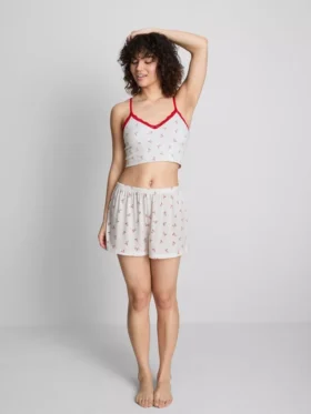 Seamless printed cropped pajama cami