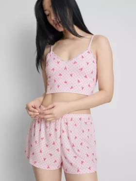 Seamless printed cropped pajama cami