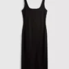 Second skin square neck midi dress