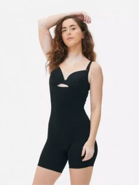 Shapewear open-bust mid-thigh bodysuit