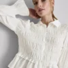 Shirred peplum hem blouse Shirred peplum hem blouse