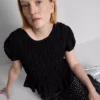 Shirred short-sleeve top
