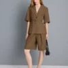 Short sleeve belt detail blazer