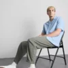 Short sleeve linen blend shirt