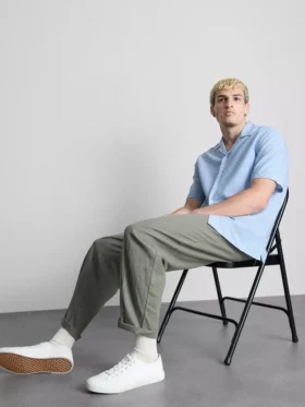 Short sleeve linen blend shirt