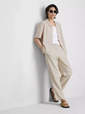 Short sleeve linen blend shirt