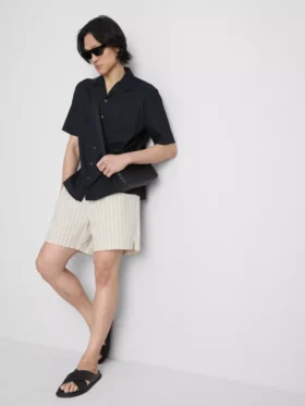 Short sleeve linen blend shirt