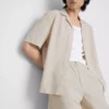 Short sleeve linen blend shirt