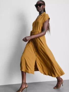 Short sleeve midi shirt dress