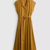 Short sleeve midi shirt dress