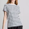 Short sleeve striped crew neck tee