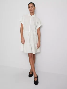 Short-sleeve tiered mini dress