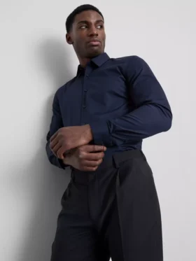 Slim fit stretch button-up shirt