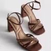Strappy rhinestone heeled sandals
