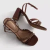 Strappy rhinestone heeled sandals