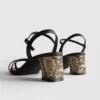 Strappy woven block heel sandals