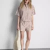 Stripe high-waisted oxford shorts Stripe high-waisted oxford shorts