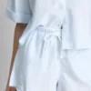 Stripe high-waisted oxford shorts Stripe high-waisted oxford shorts