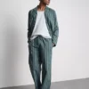 Stripe poplin long pajamas