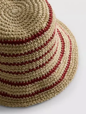 Stripe woven bucket hat