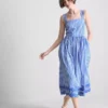 Striped embroidered maxi dress