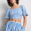 Striped puff sleeve bardot top Striped puff sleeve bardot top