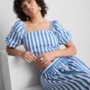 Striped puff sleeve bardot top Striped puff sleeve bardot top