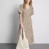 Striped puff-sleeve midi dress Striped puff-sleeve midi dress