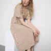 Striped puff-sleeve midi dress Striped puff-sleeve midi dress