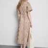 Striped puff-sleeve midi dress Striped puff-sleeve midi dress