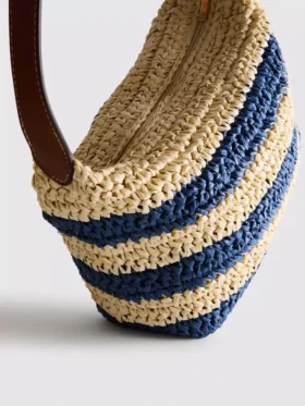 Striped raffia shoulder bag