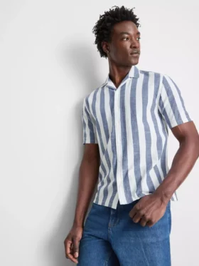 Striped revere collar shirt