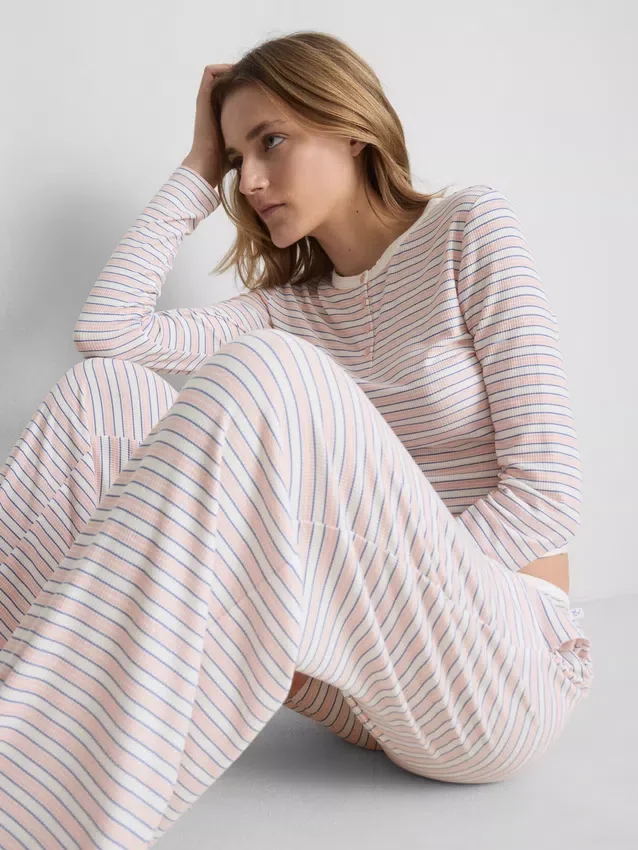 Striped ribbed pajama bottoms Striped ribbed pajama bottoms