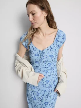 Sweetheart crinkle midi dress