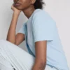 T-shirt and striped-bottom pajamas T-shirt and striped-bottom pajamas