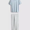 T-shirt and striped-bottom pajamas T-shirt and striped-bottom pajamas