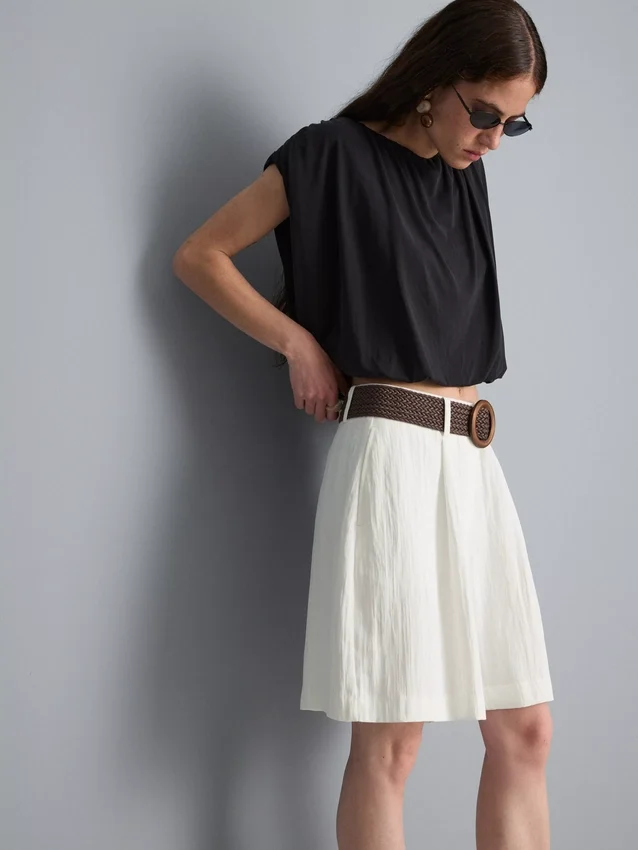 Textured belted bermuda shorts Textured belted bermuda shorts