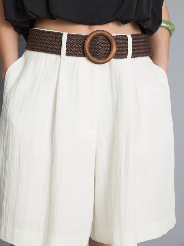 Textured belted bermuda shorts Textured belted bermuda shorts